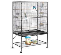 VEVOR Cage Oiseau 93x58x151 cm Volière Oiseaux Toit Plat Cage Perroquet sur Pied roulettes pour Mésange Bleue Calopsitte Canari Perruche Ondulée Conure, avec Perchoirs Plateau Coulissant Mangeoires