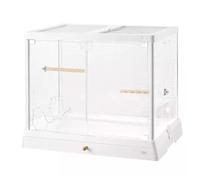 Cage Oiseau Volière Cage Oiseaux Porte-Cage À Oiseaux en Acier Inoxydable 304, Dessus De Jeu Ouvert, Maison À Oiseaux avec Deux Perchoirs Debout pour Oiseau De Compagnie, Perruche, Inséparable Cage à