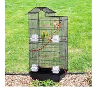 Cage oiseaux Métal Noir pour Perruche Perroquet Canari Calopsitte Conure Pinson