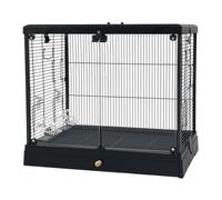 Cage Oiseaux sur Pied, Volière, Portes Doubles, avec Puits de Lumière, Pratique for L'interaction, for Tourtereaux, Canaris, Perruches(Black)