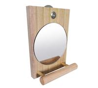 Cage Parakeet Mirror, Bird Perches with Reflector, 5.12x3.54x1.77 inches Interactive Wooden Parrot Toy, Cage Accessory for Macaw, Finch, African Grey, Canary & Conure