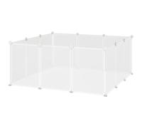 Cage Parc Enclos Modulable Petits Animaux - Dim. 105l X 105l X 45h Cm - 12 Panneaux Résine Pp Opaque