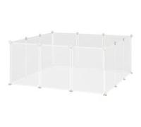 PawHut Enclos Parc modulable pour Petits Animaux 12 Panneaux pour Lapin, Hamster, Chiot, Cochon 105 x 105 x 45 cm Blanc