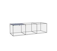Pawhut Enclos poulailler 2,96×1×0,8 m - Couvert - Toit verrouillable - Acier gris-vert