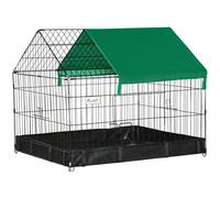 Cage Parc Enclos Rongeurs Dim. 90l X 75l X 75h Cm - Bâche De Sol/Toit Imperméable, Porte, Trappe - Acier Oxford Noir Vert