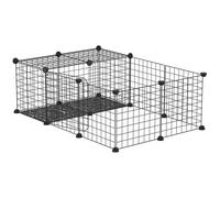 Cage parc enclos rongeurs modulable dim. L 105 x l 70 x H 35 cm résine PP fil métallique noir