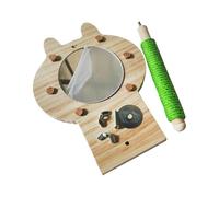 Cage Perches, Interactive Mirror Toy, Perch Stand Accessory, Cockatiel Parrot Decorative Stand, Wooden Acrylic Material, Lightweight, 7.87x5.91x5.91 inches, Suitable for Parakeets