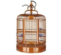 Cage Perroquet Cage à Oiseaux Ronde en Bambou Faite la Main, Style Oriental rétro, Portable for Une Utilisation extérieur, Peut être Suspendue(Petit)