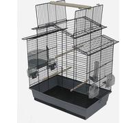 Cage Perruche Canari avec perchoir & accessoires noir gris