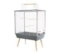 Zolux – Cage surélevée Néo Jili pour oiseaux – L 78 x P 47,5 x H 112 cm – Gris