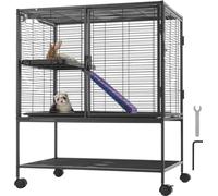 Cage petits animaux 2 étages - Cage furet avec plateau et rampe - 77x52x92 cm - Refuge bleu