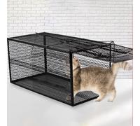 Cage Piège for Animaux Vivants avec Couvercle, Grande Cage en Acier sans Cruauté for Chats, Double Couche, Robuste, for Lapins, Chats Errants Et Écureuils(52 * 26 * 26cm)