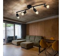 Plafonnier noir salon salle à manger éclairage rétro cage spot réglable Globo 58402S-4