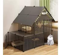Cage pliable à 2/3 niveaux avec échelles - Parc de jeu pour 1 à 3 chats, clôture en fil métallique amovible, espace d'exercice intérieur, gris, 75 x 75 x 110 cm