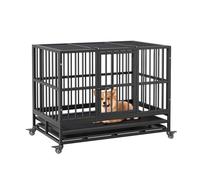 Cage Pliable à Double Porte pour Chien - 94 x 58,5 x 74,8 cm - Robuste - avec Roues à 360° - avec Plateau Amovible - pour Chiens de Taille Moyenne et Grande