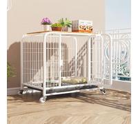 Cage portable pour chien avec roulettes, empêche le verrouillage de l'évasion, facile à installer, convient pour les chiens de petite et moyenne taille, construction en acier épais, avec plateau