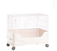 Cage portable pour petit lapin avec plateau extractible et plate-forme à roulettes pour la maison ou l'intérieur - 63,5 cm (blanc)