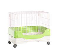 Cage portable pour petit lapin avec plateau extractible et plateforme à roulettes pour la maison ou l'intérieur - 63,5 cm (vert)