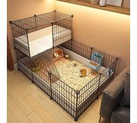 Cage portable pour petits animaux avec fond en plastique étanche, espacement des fils de 1,5 cm pour cochons d'Inde, hérissons, hamsters