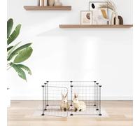 Cage pour animaux de compagnie à 8 panneaux avec porte Noir 70 x 70 x 35 cm | Acier revêtu par pulvérisation, robuste et durable, à monter soi-même, à l'intérieur, instructions de montage incluses