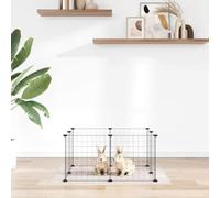Cage pour animaux de compagnie à 8 panneaux en acier Noir 35 x 35 cm | Acier revêtu par pulvérisation, robuste et durable, à monter soi-même, flexible et malléable, instructions incluses (français