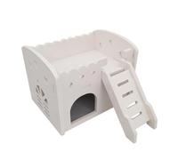 Cage pour Animaux de Compagnie Hamster Hideout House Double Couches Ventilé Conception Cage Accessoires Golden Bear Villa Balcon Pet Supplies(Blanc)