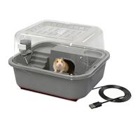 Cage pour animaux de compagnie pour hamster - Habitat transparent avec roue de course silencieuse, chauffage USB animal, clôture d'exercice portable, environnement de jeu confortable | Solution ab