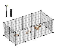 Cage pour Animauxde Companier, Enclos Métallique, Clôturepour Hamsters, Lapins, Parc Modulable, Petits Animaux, Noir