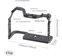 Cage Pour Appareil Photo Canon Eos R6 Mark Ii R6Ii, Cadre Vidéo En Aluminium Avec Rail Otan, Cold Shoe, Filetage De Vis 1/4"", Goupilles De Fixation 3/8""-16 Pour Arri Grip, Plaque De Dégageme[Z4887]