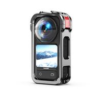 Cage pour appareil photo Insta360 X6 | Cadre de protection en alliage d'aluminium avec 1 sabot pour microphone et lampe vidéo LED avec trou de vis intégré de 0,6 cm
