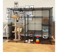 Cage pour Chat À 5 Niveaux, Enclos D'Intérieur pour Chat, Parc pour Chat, Chenils pour Intérieur, Chenils en Fil Métallique Détachables, Grand Lieu d'exercice, Idéal pour 1 À 4 Chats - 183 X 111 X 1