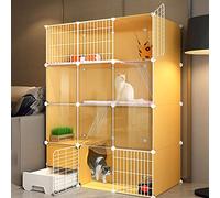 Cage pour Chat avec bac à litière 3 Couches Grande Maison pour Chat, clôture intérieure pour Chat, clôture intérieure pour Chat DIY pour Petits Animaux, Cage métallique Amovible (C1 111 * 49 * 147cm)