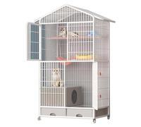 Cage Pour Chat Avec Bac À Litière Fermé - Grands Chenils Amovibles - Parc Intérieur Pour Petit Animal, Cage Pour Chaton, Maison Pour Chat, Lieu D'exercice Avec Roues Rotatives À 360°,Blanc,XL