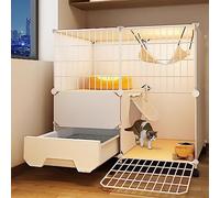 Cage pour chat avec bac à litière - Grand enclos intérieur amovible à 2 étages pour 1 à 2 chats, idéal pour l'exercice et le jeu