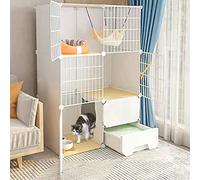 Cage pour Chat avec Bac À Litière, Parc D'Intérieur pour Chat, Chenils en Fil Métallique Amovible pour Chaton, Cochon d'Inde, Lapin Et Chinchilla, 1 À 2 Chats (A 75 X 49 X 111 Cm)