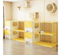 Cage pour chat avec bac à litière - Parc extra large pour animaux domestiques pour l'élevage et le jeu (210 x 45 x 70 cm)