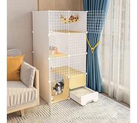 Cage pour Chat avec Bac À Litière pour Chat, Cage pour Chat, Enclos D'Intérieur pour Petit Animal, Maison en Métal Amovible pour Chaton, Lieu d'exercice Idéal pour 1 À 3 Chats (75 X 49 X 147 Cm)