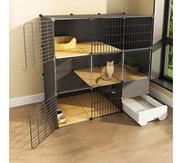 Cage pour Chat avec Bac À Litière pour Chat, Cages pour Chat D'Intérieur, Cage pour Chat À 2/3 Niveaux, Parc pour Chat, Enclos pour Petits Animaux, Cage pour Chien, Lieu d'exercice Idéal pour 1 À 3