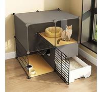 Cage pour Chat avec Bac À Litière pour Chat, Cages pour Chat D'Intérieur, Cage pour Chat À 2/3 Niveaux, Parc pour Chat, Enclos pour Petits Animaux, Cage pour Chien, Lieu d'exercice Idéal pour 1 À 3