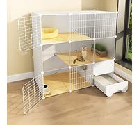 Cage pour Chat avec Bac À Litière pour Chat, Cages pour Chat D'Intérieur, Cage pour Chat À 2/3 Niveaux, Parc pour Chat, Enclos pour Petits Animaux, Cage pour Chien, Lieu d'exercice Idéal pour 1 À 3