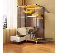 Cage pour chat avec litière, enclos d'extérieur pour chats d'intérieur, cage à monter soi-même avec roulettes, idéale pour les petits animaux de compagnie comme les chiots, les furets et les hérissons