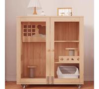 Cage pour chat avec roues et griffoir, niche intérieure pour petits animaux, design en bois durable
