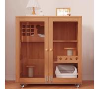 Cage pour chat avec roues et griffoir, niche intérieure pour petits animaux, design en bois durable