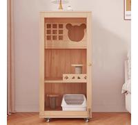 Cage pour chat avec roues et griffoir, niche intérieure pour petits animaux, design en bois durable