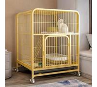 Cage pour chat avec roulettes rotatives à 360 ° - Avec étagère amovible - Rampe - Échelle - Cage en métal pour petits animaux - Balcon - Intérieur et extérieur - Facile à monter (jaune, XXL, 2)