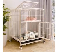 Cage pour chat avec roulettes rotatives à 360 ° - Avec étagère amovible - Rampe - Échelle - Cage en métal pour petits animaux - Balcon - Intérieur et extérieur - Facile à monter (blanc, XXL, 2)