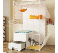 Cage pour Chat Blanche, Parc pour Chat à Faire soi-même, Conception Semi-fermée, adaptée à 1 à 2 Chats pour Faire de l'exercice, utilisée sur Le Balcon, la Chambre ou à l'extérieur