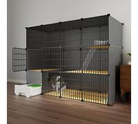 Cage pour Chat, Cage pour Chat, Enclos pour Chat D'Intérieur, Parc pour Chat DIY Catio en Fil Métallique Amovible, Caisse pour Parc pour Chat, Grand Lieu d'exercice Idéal pour 1 À 2 Chats - Noir (C8