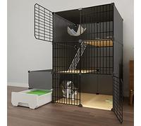 Cage pour Chat, Cage pour Chat, Enclos pour Chat D'Intérieur, Parc pour Chat DIY Catio en Fil Métallique Détachable, Grand Lieu d'exercice Idéal pour 1 À 2 Chats - Noir (C6)
