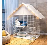 Cage pour Chat - Cages pour Chat D'Intérieur À 2 Niveaux, Parc pour Chat, Cage Pliable en Métal avec Litière, Hamac, Enclos Extérieur pour Chat - pour Petits Animaux, Chiots, Chatons, Lapins, Tortu